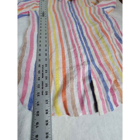 Talbots Multicolor Striped Linen Button-Up Shirt Size Small Long Sleeve Casual - Picture 7 of 7
